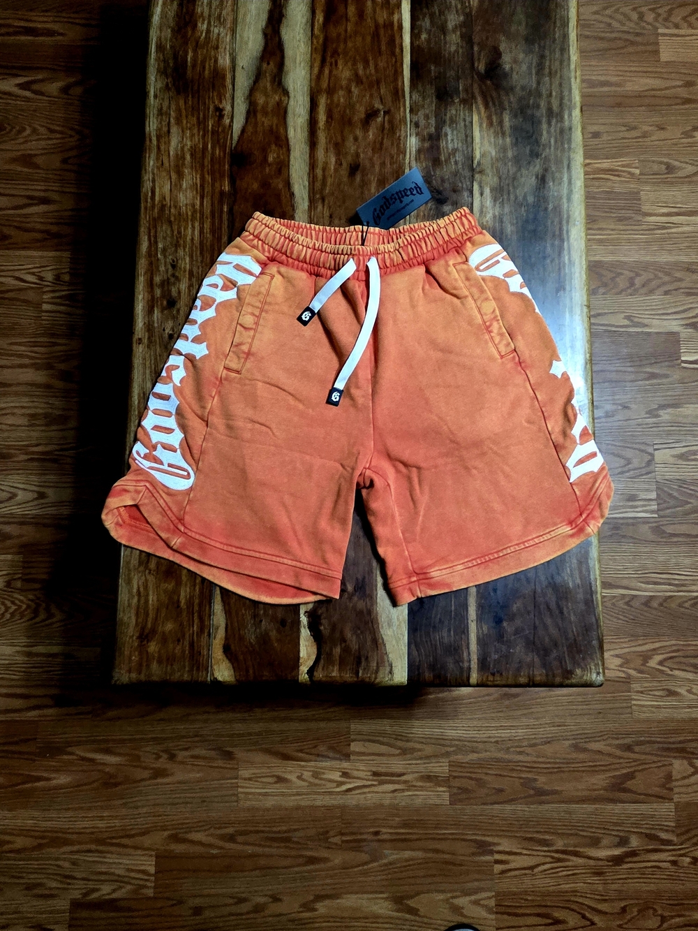 GODSPEED Men's "Courtside" Orange Washed Drawstring Shorts